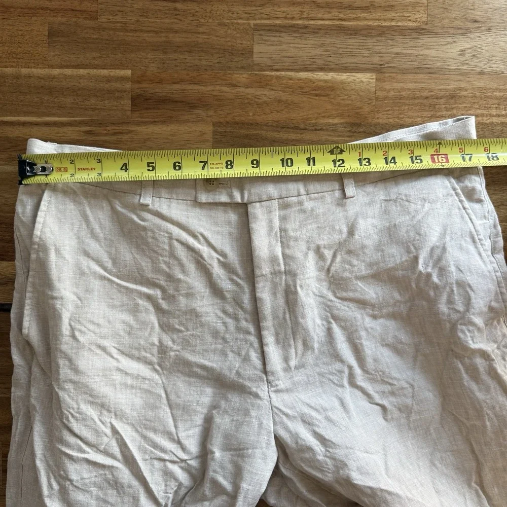 Avanti Uomo 100% Linen Pants Beige Men's SZ 36 Resort Minimalist Preppy WRINKLED